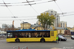 The trolleybus . The driver connects to the catenary