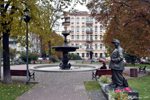 Monument to Khnat Yuri in the role of Svejk and the Termen Fountain
