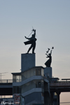 Statues of Peace and Labour at the Metro Bridge (Soviet Era)
