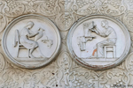 Medallions on the pottery decorator and sculptor
